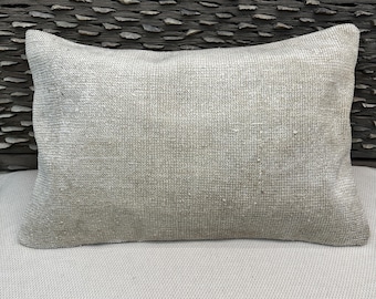 Handgemaakte kelim kussensloop 16 x 24 – Turks vintage sierkussen, zacht boho chic decoratief kussen voor bank, bank of slaapkamer woondecoratie