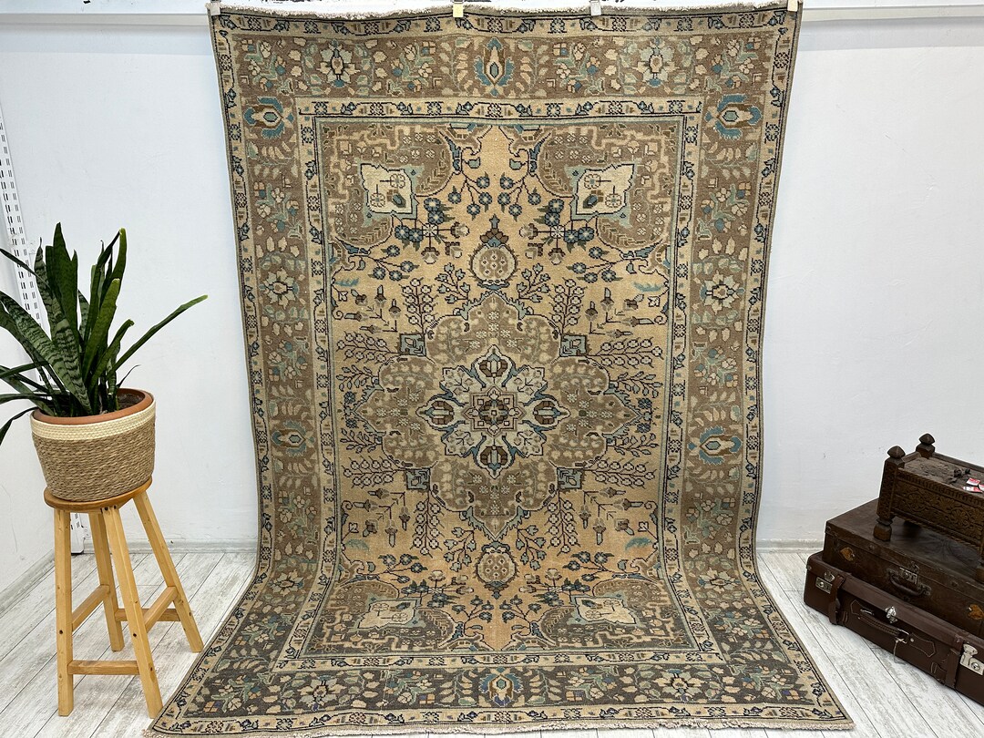 9x12 Vintage Rug, Turkish Rug, 9x12 Oushak Rug, Oversized Rug, Living