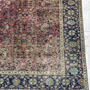 Turkish Area Rug, 6.4x9.7 ft, Geometric Scandinavian Decor Rug, Vintage Carpet, Oushak Rug, Hand Knotted Wool Anique Rug, Red Area Rug, image 4