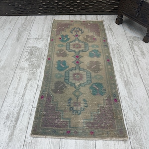 Small Vintage Rug 1.5x3.4 Small Turkish Rug, Small Oushak Rug, Small Handmade Rug, Small Bohemian Decor Rug, Door Mat Rug, Turkish Bath Mat