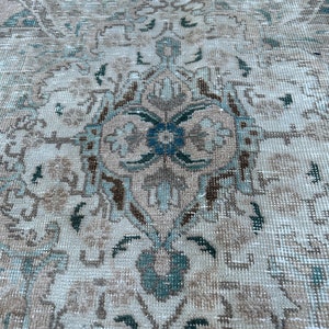Alfombra vintage de 9x12, alfombra turca, alfombra Oushak de 9x12, alfombra extragrande, alfombra para sala de estar, alfombra para comedor, alfombra con medallón, alfombra de 9x12, 7.3 x 11 pies imagen 6