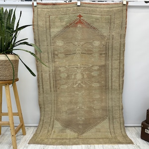 Tappeto turco invecchiato, tappeto vintage, tappeto piccolo, tappeto da area 3,6x5,6 piedi, tappeto fatto a mano, tappeto turco, tappeto boho, tappeto di lana, tappeto da fattoria, tappeto da pavimento