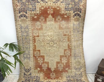 oversize rug, handmade rug, turkish rug, vintage rug, bohemian rug, turkoman rug, antique rug, nomadic rug, wool rug, 4.3 x 6.1 Ft,