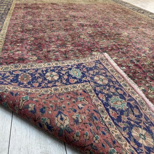 Turkish Area Rug, 6.4x9.7 ft, Geometric Scandinavian Decor Rug, Vintage Carpet, Oushak Rug, Hand Knotted Wool Anique Rug, Red Area Rug, image 10