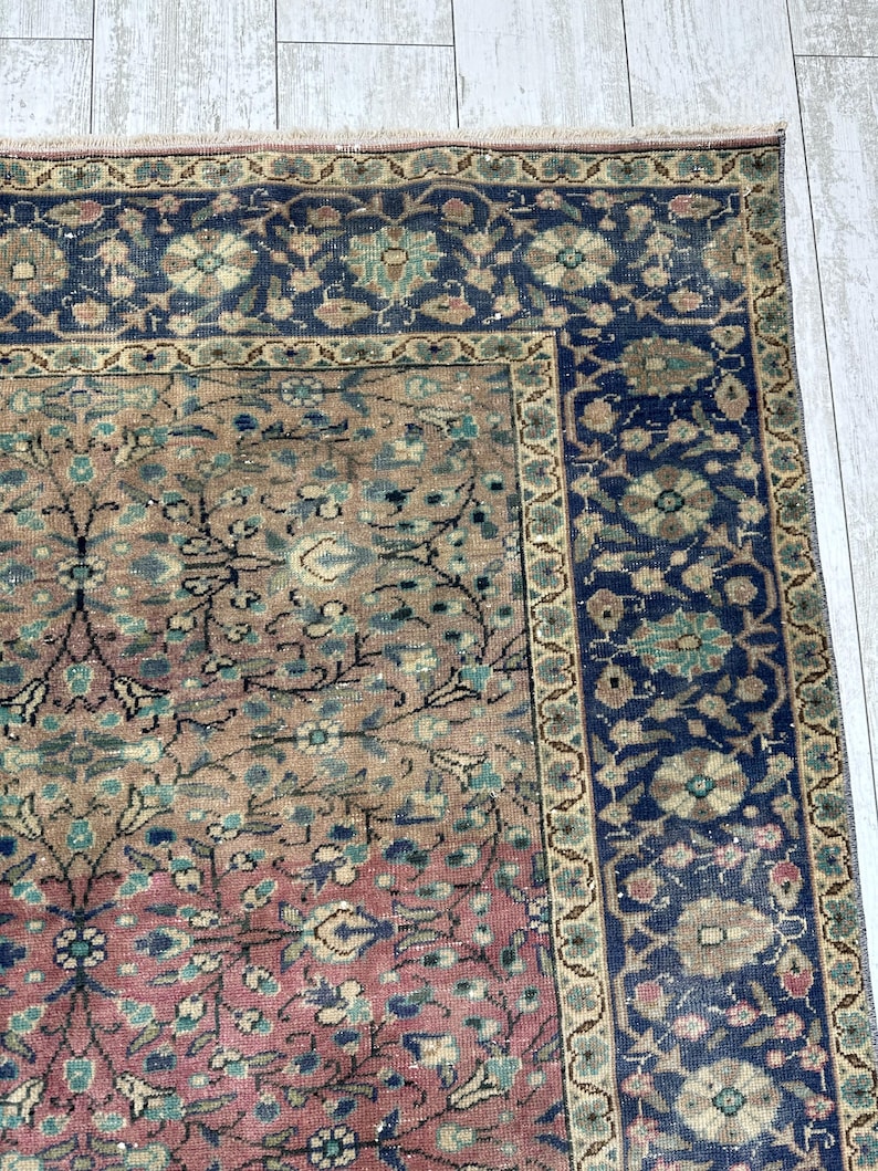 Turkish Area Rug, 6.4x9.7 ft, Geometric Scandinavian Decor Rug, Vintage Carpet, Oushak Rug, Hand Knotted Wool Anique Rug, Red Area Rug, image 9