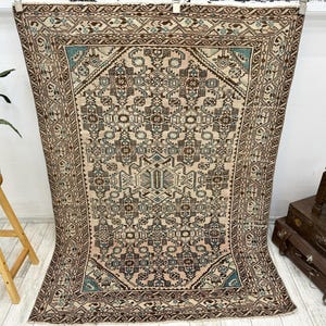 Turkish rug, Vintage rug, Handmade rug, Boho decor, Home decor rug, Floor rug, Organic wool rug, Oushak rug, Turkey rug 4.5 x 6.4 ft