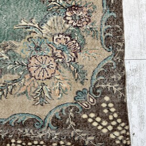 Oversized vintage Turks tapijt – handgeweven wollen tapijt, groot boho-tapijt voor woonkamer, slaapkamer of eetkamer, 7,1 x 9,9 ft afbeelding 4
