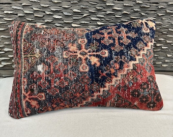 Rustieke 16 x 24 kelim kussensloop – Turks handgemaakt boho-sierkussen, gezellig bankdecor, zacht katoenen kussen voor woonkamer of slaapkamer