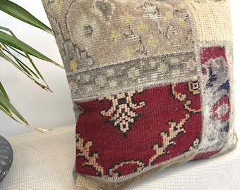 Luxury rug Pillow 20x20 • Antique Rug Fragment • Thick Weave • Premium Hidden Zipper Finish