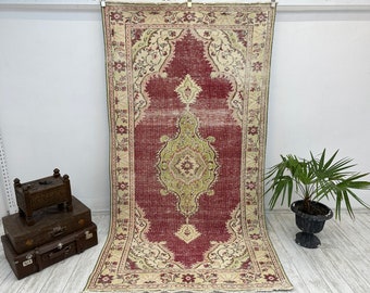Turkish rug, Vintage rug, Handmade rug, Boho decor, Home decor rug, Floor rug, Organic wool rug, Oushak rug, Turkey rug 5x 9.3 ft