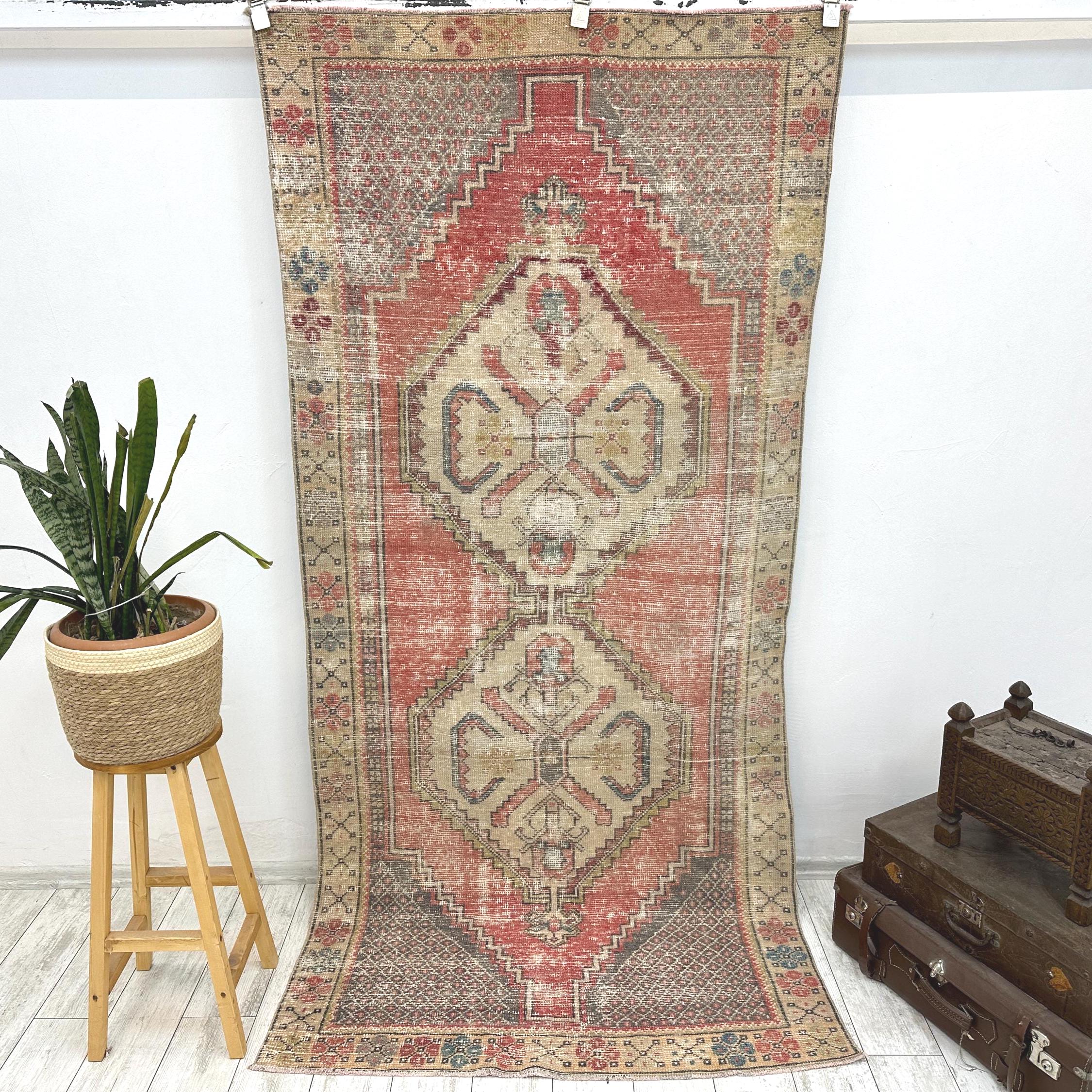 Vintage Oushak Wool Runner Rug, Turkish Small Rug 3.8x8.3 Ft - Etsy