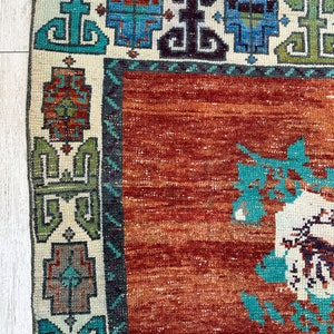 Hallmatta, turkisk löparmatta, handgjord turkisk matta, vintage löparmatta, handgjord matta, bleknad matta, bohomatta, köksmatta, 2,5 x 11,4 fot bild 8