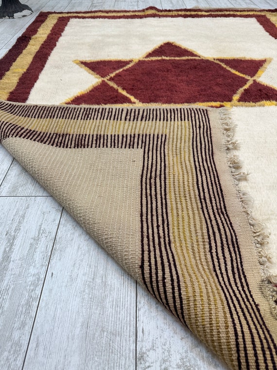 Vintage Türkischer Teppich, 500x300 Teppich, Handgemachter Teppich mit Sternmuster, Boho Teppich 150x160, Boho Teppich
