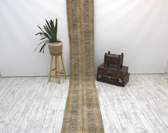 Alfombra oriental, alfombra de pasillo, alfombra a cuadros, alfombra turca de lana, alfombra étnica, alfombra para escaleras, alfombra oushak vintage, alfombra primitiva, 1,9 x 12,7 pies