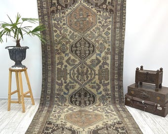 Handmade Vintage Rug, Turkish Oushak Carpet, Soft Color Farmhouse Area Rug, Worn Oriental Style, 5 x 10 Ft,