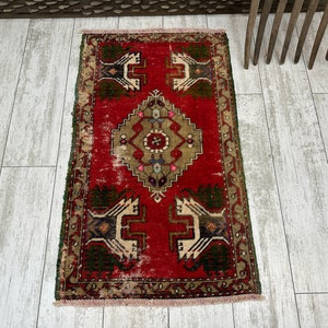 Small Turkish Rug, Vintage Bath Mat, Turkish mat rug, Turkish Doormat Rug, mini rug, Outdoor Mat, Small Vintage Rug 1.7x2.9, Boho Rug