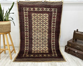 Turkish Rug, Vintage Rug, 4.2x6.2 ft, Oushak Rug, Area Rug, Faded Rug, Muted Rug, Living Room Rug, Handmade Rug, Antique Rug, Green Rug,