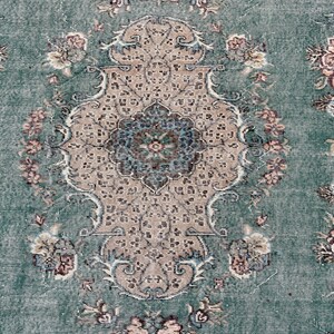 Oversized vintage Turks tapijt – handgeweven wollen tapijt, groot boho-tapijt voor woonkamer, slaapkamer of eetkamer, 7,1 x 9,9 ft afbeelding 6