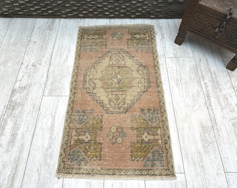 Felpudo vintage, felpudo turco, felpudo, alfombra turca de 2x3, alfombra vintage de 2x3, mini alfombra, alfombra para puerta, alfombra pequeña, alfombra hecha a mano, 1.5x2.9 pies