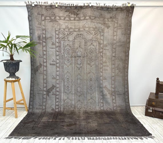 Gray rug Turkish Rug, Vintage Rug, Area Rug, Oushak rug, large Carpet, Beige Rug,O riental rug, 6.5x9.4ft, designer rug, Oversize Rug,