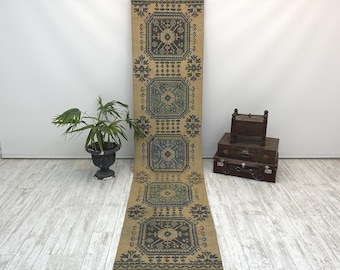 turkish runner rug, runner rug, entryway rug, vintage rug, hallway rug, corridor rug, handmade rug, boho rug, corridor rug,  2.4 x 12.1 ft