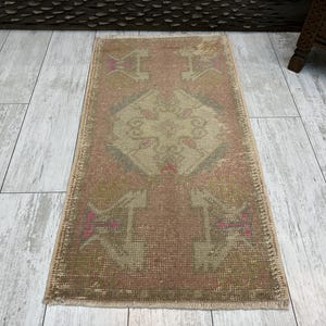 Turkish mat rug, Turkish Small Rug, Bath Rug, 1.6x3.1 ft, Handmade Rug, Small Rug, Entry Rug, Door Mat, mini rug, Oriental Rug, Vintage Rug