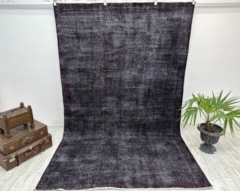 Turkish area rug, Vintage rug, Afghan Rug, Handmade rug, Home decor, Livingroom rug, Oushak rug, Gray rug, Oriental rug, 6.4 ft x 10 ft