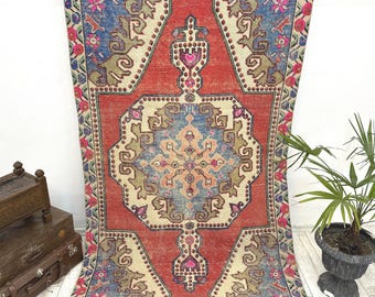 Handmade Vintage Turkish Oushak Rug, Wool Accent Rug (4.3x7.3 ft)