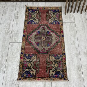 Small Turkish Rug, Vintage Bath Mat, Turkish mat rug, Turkish Doormat Rug, mini rug, Outdoor Mat, Small Vintage Rug 1.6x3.1, Boho Rug