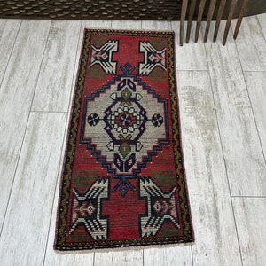 Mini Rug,Door Mat,Small Oushak Rug,Vintage Rug,Anatolian Rug,Turkish Mini Rug,Handmade Wool Rug,Area Small Rug,Natual Rug, 1.5 x 3.5 ft.