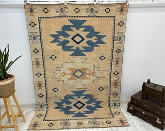 oversize rug, handmade rug, turkish rug, vintage rug, bohemian rug, turkoman rug, antique rug, nomadic rug, wool rug, 5.6 x 8.2 Ft,