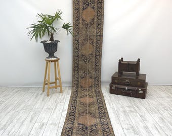 Runner Rug, Vintage Rug, Turkish Rug, Anatolian Rug, Rugs For Stair, 2x12.3 ft Orange Rug, Hallway Rugs, Wool Rug, Turkish Runner Rug,