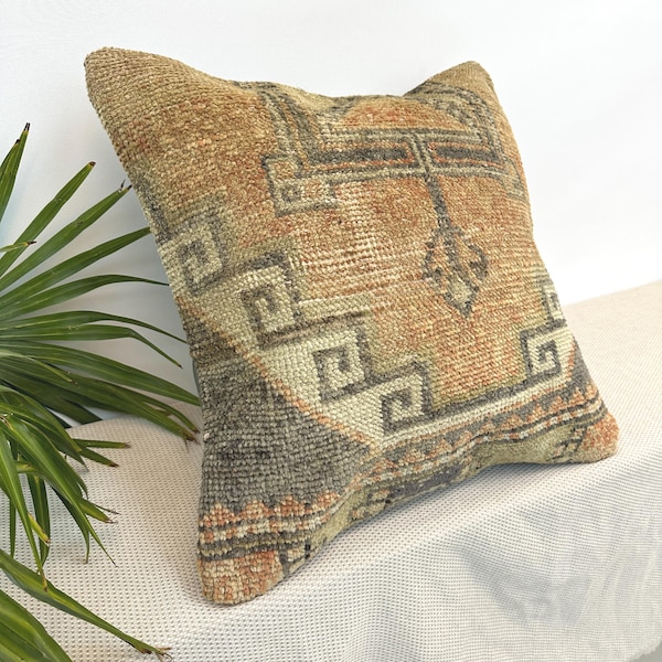 20x20" Bohemian Vintage Pillow Cover, Handmade Rug Pillow Cover, Boho Decorative Pillow Cover, Kilim Cushions, Ethnic Pillow, Kilim Pillow
