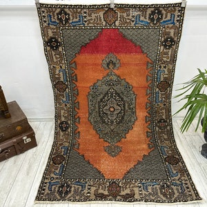 Turkish rug, Vintage rug, Handmade rug, Boho decor, Home decor rug, Floor rug, Organic wool rug, Oushak rug, Turkey rug 4.1x 6.5 ft