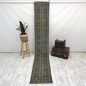 Stair rug, Handmade rug, Turkish rug, Vintage runner rug 1.9x11.2 ft, Runner rug, Hallway rug, Kitchen rug, Hallway Wool rug Boho rug
