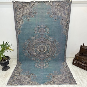 oversize rug, lounge rug, large oushak rug, antique rug, turkish rug, vintage rug, rug for bedroom, dining rug, 5.4 x 9.1 feet,