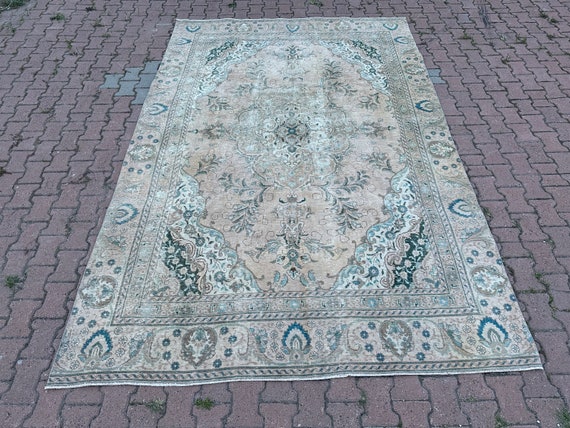 9x12 Vintage Rug, Turkish Rug, 9x12 Oushak Rug, Oversized Rug, Living Room Rug, Dining Room Rug, Medallion Rug, 9x12 Carpet, 7.3 x 11 FT