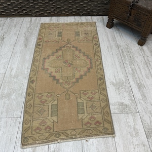 Small Turkish Rug, Vintage Bath Mat, Turkish mat rug, Turkish Doormat Rug, mini rug, Outdoor Mat, Small Vintage Rug 1.6x3.2, Boho Rug