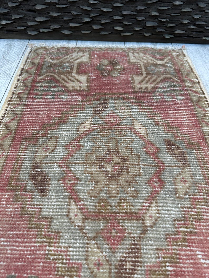 Alfombra turca pequeña, alfombra de baño vintage, alfombra turca, felpudo turco, minialfombra, alfombra de exterior, alfombra vintage pequeña de 4,3 x 8,3 cm, alfombra bohemia imagen 7