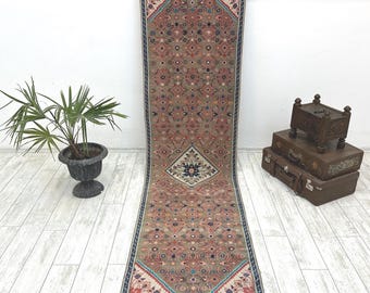 Alfombras para pasillo de pueblo, estilo bohemio pastel suave, alfombras de pasillo oushak, alfombra de cocina oushak, alfombra de granja, alfombra de pasillo, alfombra de pasillo antigua, 2.5 x 9.8 pies