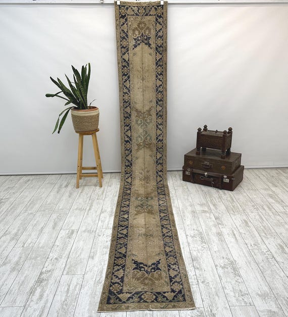 Skandinavischer Beige Läufer, Teppichläufer, 50x400 cm, Beige Küchen Teppich, Diele,Boho Teppich,Handgefertigter Teppich,Treppen Teppich