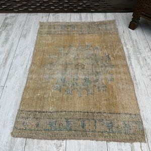 Alfombra vintage pequeña de 1,8 x 2,5, alfombra turca pequeña, alfombra oushak pequeña, alfombra hecha a mano pequeña, alfombra decorativa bohemia pequeña, alfombra para puerta, alfombra para baño turco