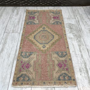 Small Turkish Rug, Vintage Bath Mat, Mini Oushak Rug, Turkish Doormat Rug, Entryway Decor, Outdoor Mat, Small Vintage Rug 1.5x3.1, Boho Rug