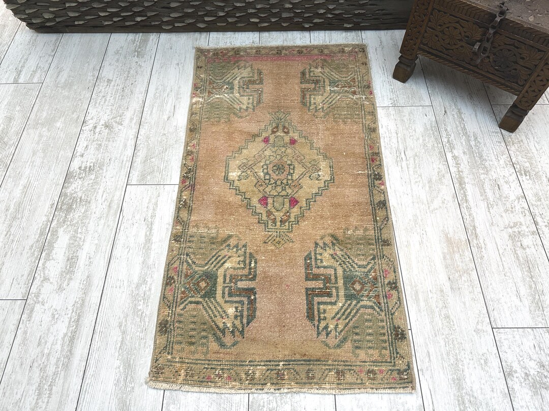 Turkish Rug Small Turkish Mini Rug, Small Vintage Rug, Small Oushak Rug, Faded Rug ...