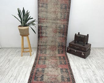 3.3X11.5 ft Turkish Farmhouse Runner ,Boho Rug, Vintage Rug, Vintage Runner Rug, Kitchen Rug,Soft Rug, Oushak Rug, Runner Rug, Hallway Rug