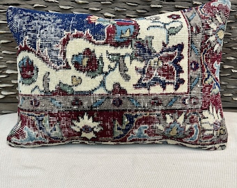 Handgemaakte Turkse kelim kussensloop 16 x 24 – Uniek boho chic sierkussen, vintage zacht kussen voor woonkamer, bank, bank of slaapkamer