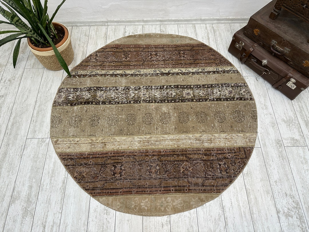 Circle Rug, 4.9x 4.9 Ft, Round Rug, Round Oushak Rug, Vintage Rug ...
