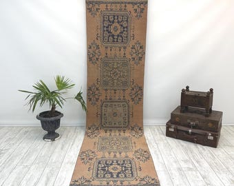 turkish runner rug, runner rug, entryway rug, vintage rug, hallway rug, corridor rug, handmade rug, boho rug, corridor rug,  2.7 x 11.5 ft