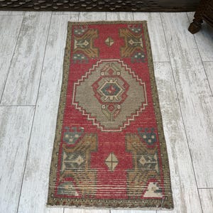 Small Turkish Rug, Vintage Bath Mat, Turkish mat rug, Turkish Doormat Rug, mini rug, Outdoor Mat, Small Vintage Rug 1.5x3.1, Boho Rug