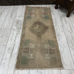 Small Turkish Rug, Vintage Bath Mat, Turkish mat rug, Turkish Doormat Rug, mini rug, Outdoor Mat, Small Vintage Rug 1.6x3.9, Boho Rug